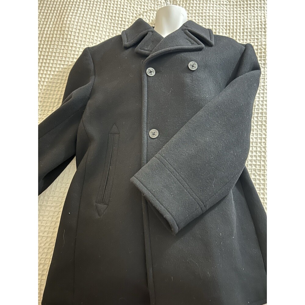 Banana Republic Men's Size XL Black Wool Button Down Coat, Double Breasted